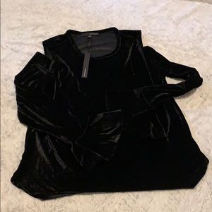 Black Velvet Bell Sleeve Shirt